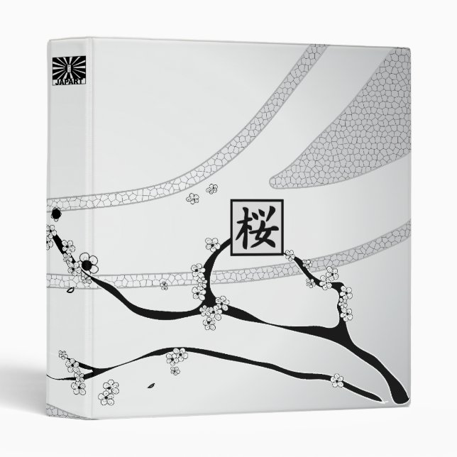 White Cherry Blossom Tree 3 Ring Binder (Front/Spine)