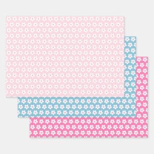 White Cherry Blossom Wrapping Paper Sheets