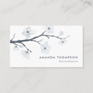 White Cherry Blossoms Floral Business Card
