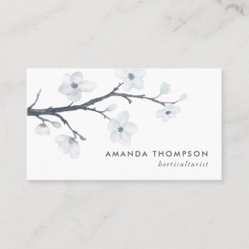 White Cherry Blossoms Floral Business Card by partypeeps at Zazzle
