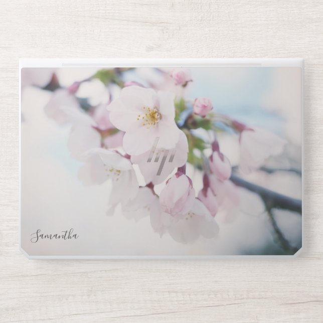 White Cherry Blossoms Floral Personalized HP Laptop Skin (Front)