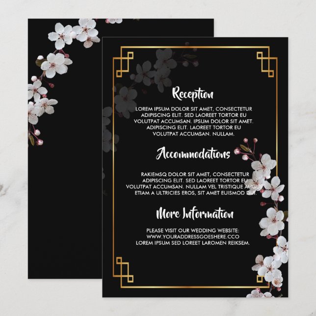 white Cherry Blossoms &golden Fra wedding programs (Front/Back)