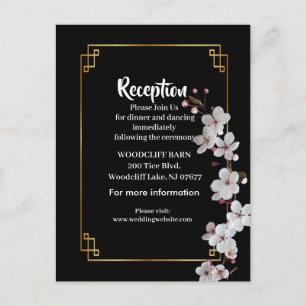 white Cherry Blossoms &golden Frame Announcement Postcard