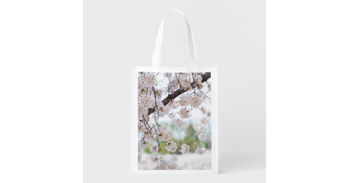 Japanese Pink Cherry Blossom Sakura Flower Black Background Tote Bag