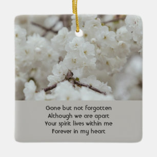 White Cherry Blossoms Memorial Pocket Keepsake Ceramic Ornament