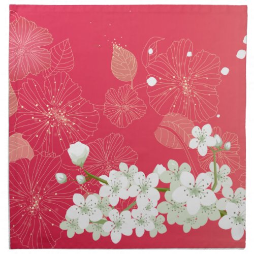 White cherry blossoms napkin