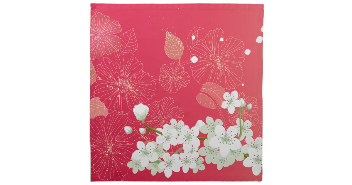 White cherry blossoms napkin | Zazzle