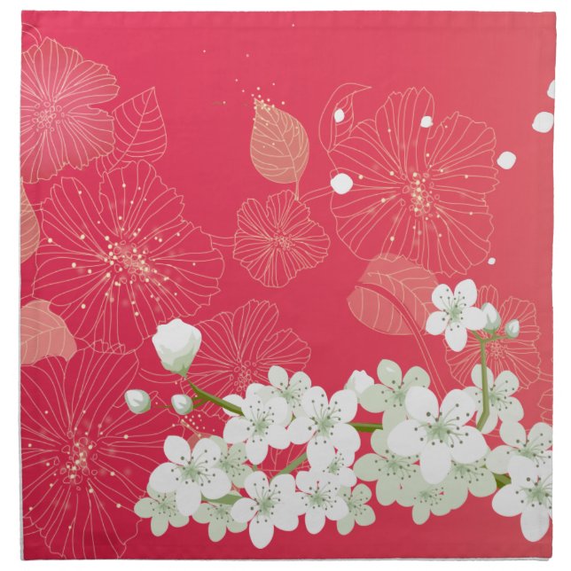 White cherry blossoms napkin (Front)