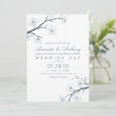 White Cherry Blossoms Wedding Invitation (Standing Front)