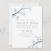 White Cherry Blossoms Wedding Invitation (Front)