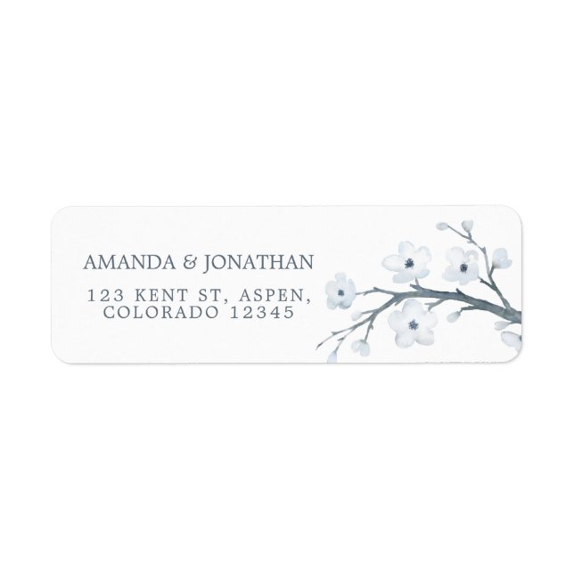 White Cherry Blossoms Wedding Label (Front)