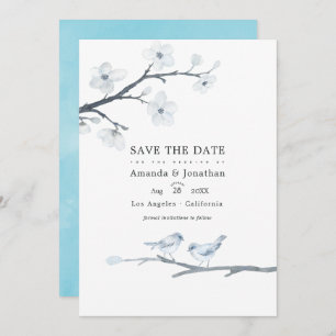 White Cherry Blossoms Wedding Photo Save The Date