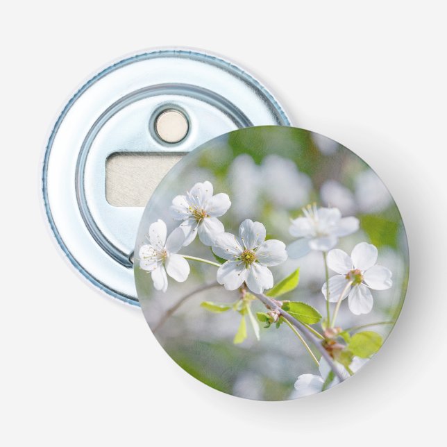 White Cherry Flower Bottle Opener (Front)