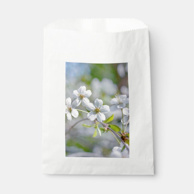 White Cherry Flower Favor Bag (Front)