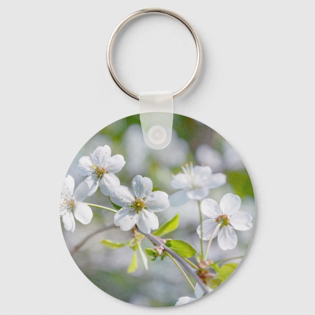 White Cherry Flower Keychain (Front)