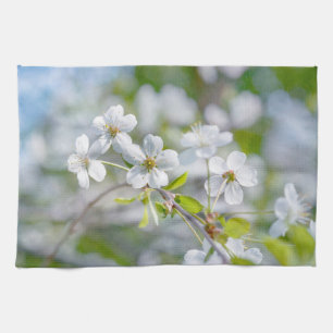 White Cherry Flower Towel