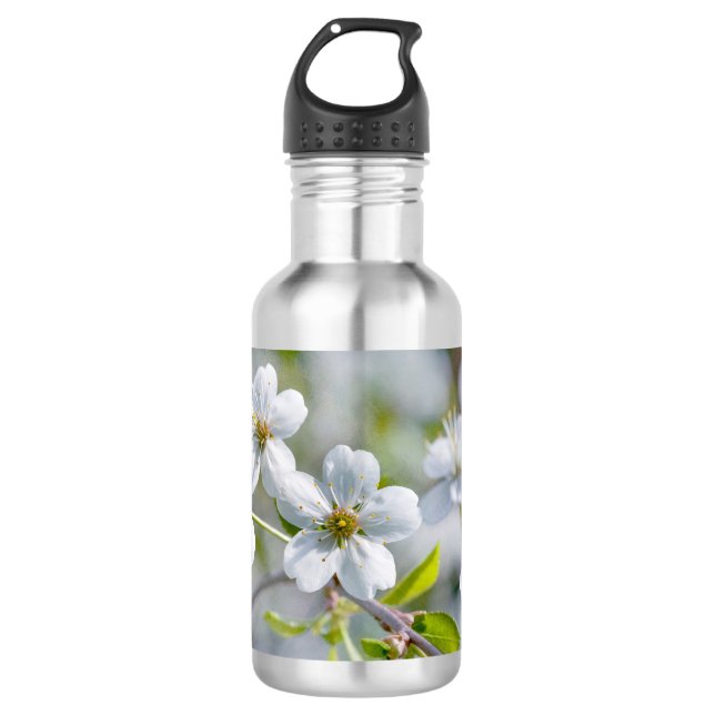 White Cherry Flower Water Bottle (Front)