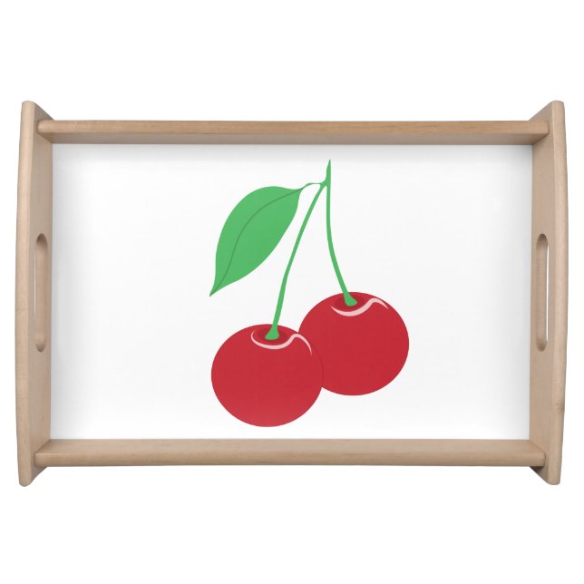 White Cherry Print Serving Tray (Front)