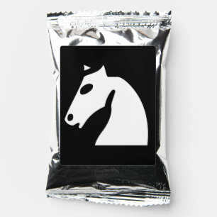 White chess horse on black coffee drink mix