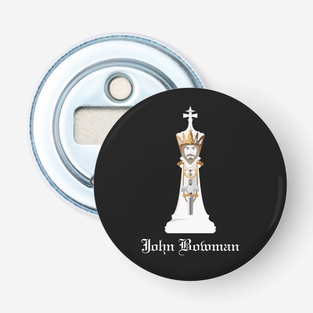 White Chess king / Personalized Name Bottle Opener (Front)