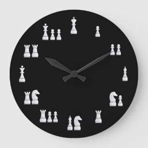 White Chess Pieces Clock