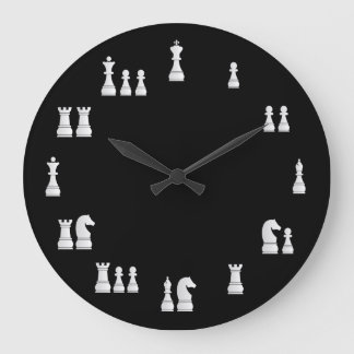 White Chess Pieces Clock
