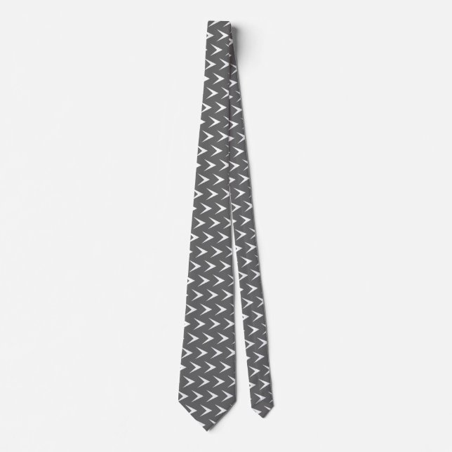 White Chevron Arrow - Md Gray Neck Tie (Front)