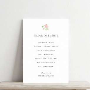 White   Chic Blush Floral Wedding Order of Events Foam Board