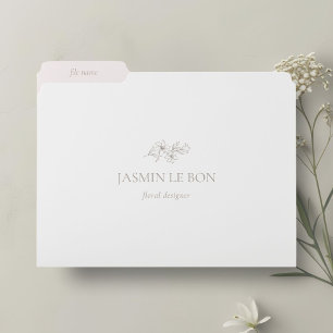 White Chic Blush Minimalist Floral File Folder