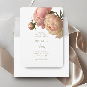 White Chic Blush Rose Wedding Envelope