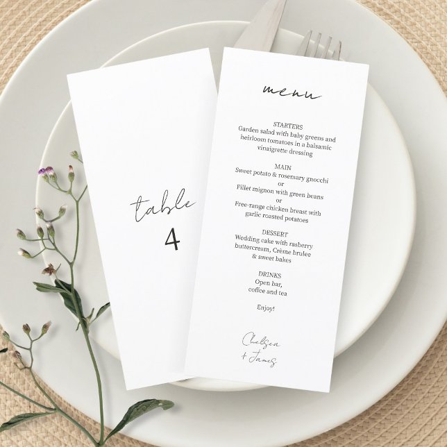White | Chic Custom Minimalist Wedding Menu (Creator Uploaded)