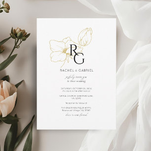 White | Chic Floral Monogram Wedding Save The Date