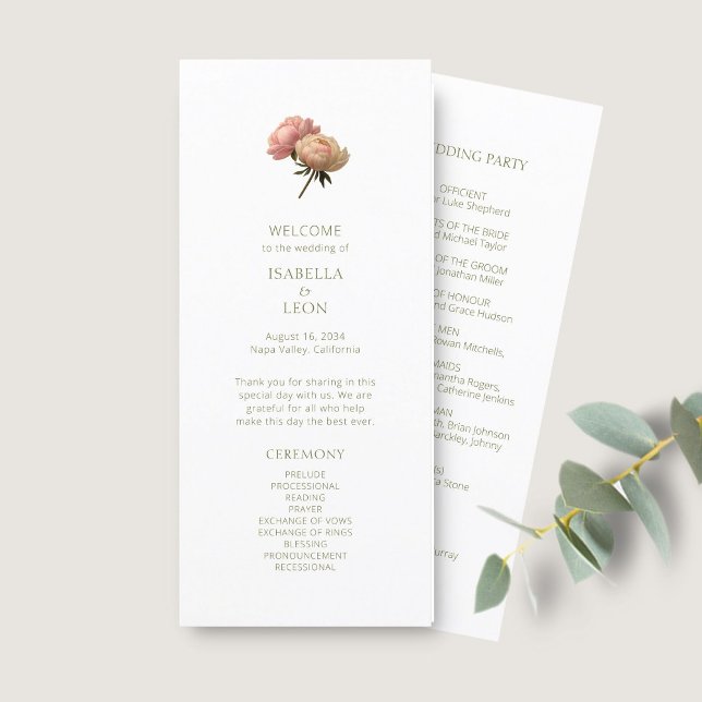 White | Chic Floral Rose Wedding Program (Creator Uploaded)