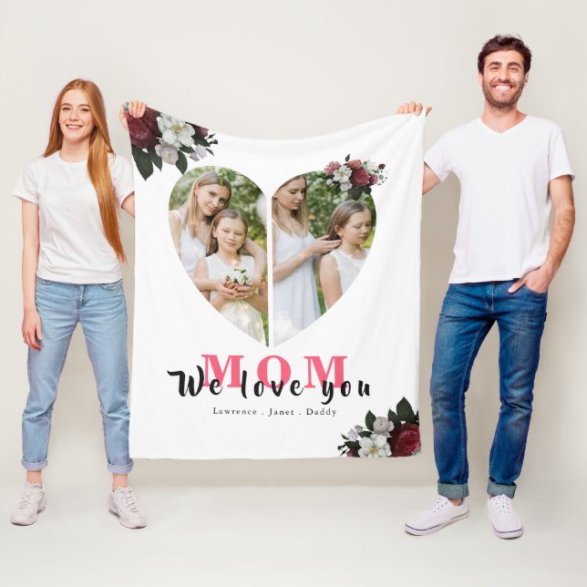 White Chic Heart Shaped Gift for Mother's day  Fleece Blanket (In Situ)