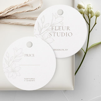 White | Chic Minimal Floral Price Tags