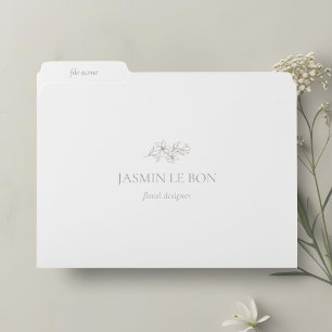 White   Chic Minimalist Floral File Folders