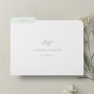 White Chic Mint Minimalist Floral File Folder