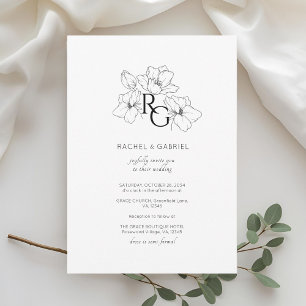 White | Chic Monogram Wedding Invitation Card