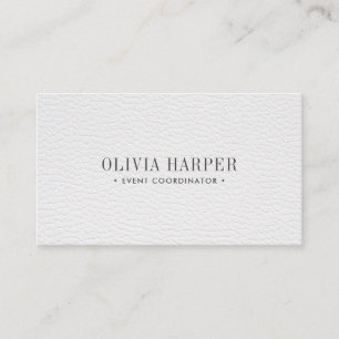 White Chic Plain Elegant Leather Look Business Card