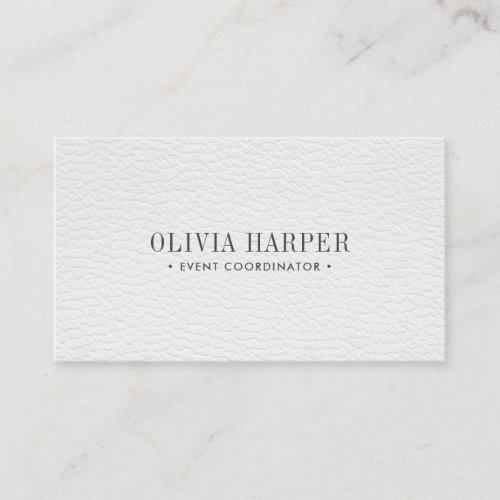 White Chic  Plain Elegant  Leather Look Business Card