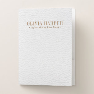 White Chic Plain Elegant Leather Look Pocket Folder