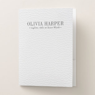 White Chic   Plain Elegant Leather Look Pocket Folder