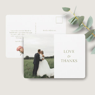 White   Chic Rose Thank You Photo Postcard