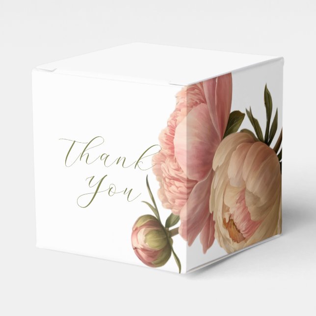 White | Chic Rose Wedding Thank You Favor Box (Front Side)