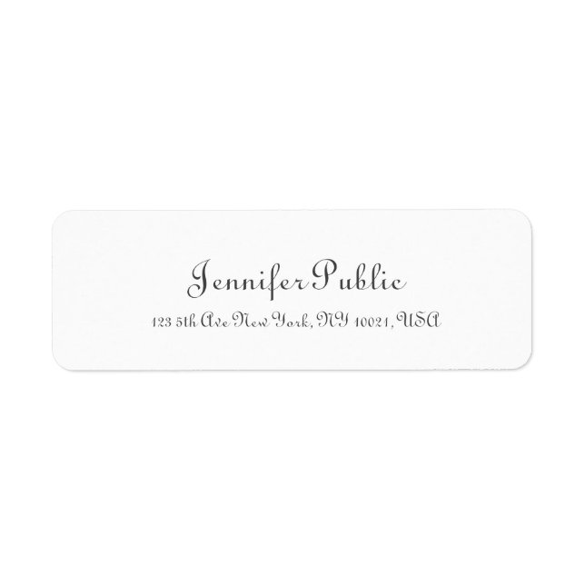 White Chic Template Modern Script Professional Label (Front)