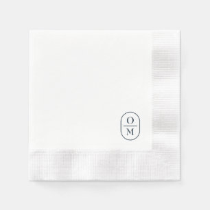 White Chic Typography Minimal Monogram Wedding Napkins