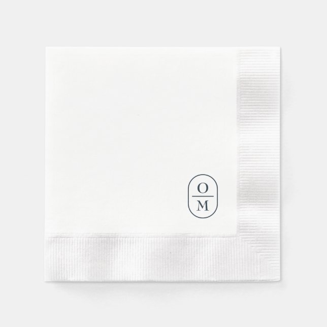 White | Chic Typography Minimal Monogram Wedding Napkins (Front)