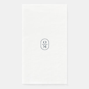 White Chic Typography Minimal Monogram Wedding Paper Guest Towels