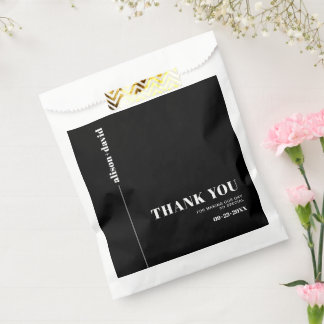 White chic typography minimalist Thank You wedding Favor Bag