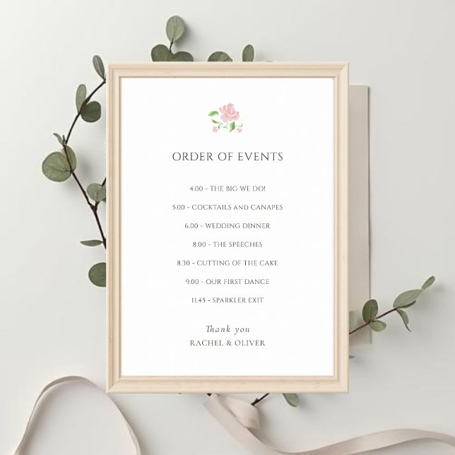 White | Chic Wedding ORDER OF EVENTS Poster (Creator Uploaded)